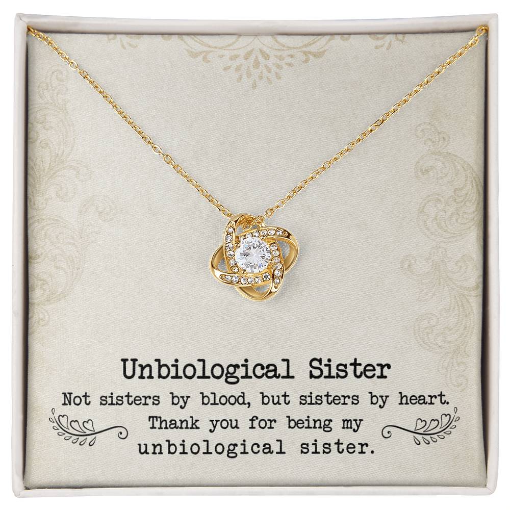 To My Unbiological Sister, Sister By Heart Love Knot Necklace