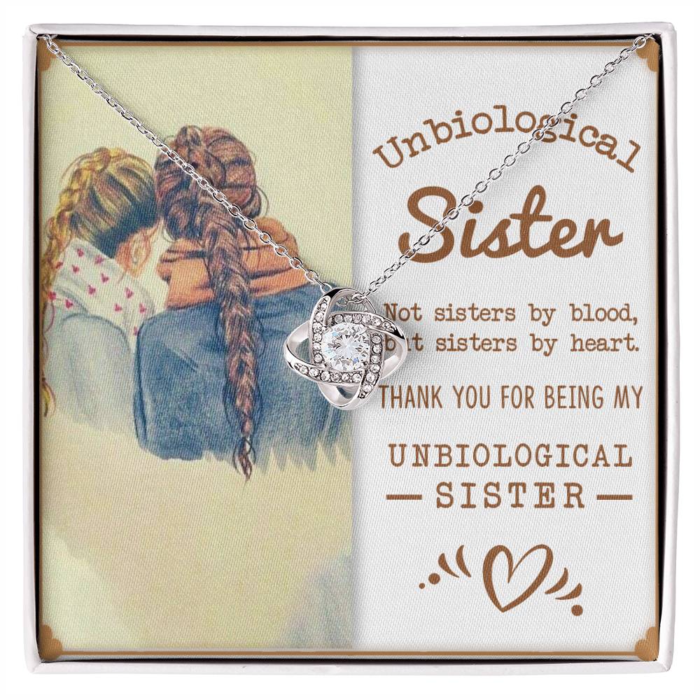 To My Unbiological Sister, Sisters By Heart Love Knot Necklace