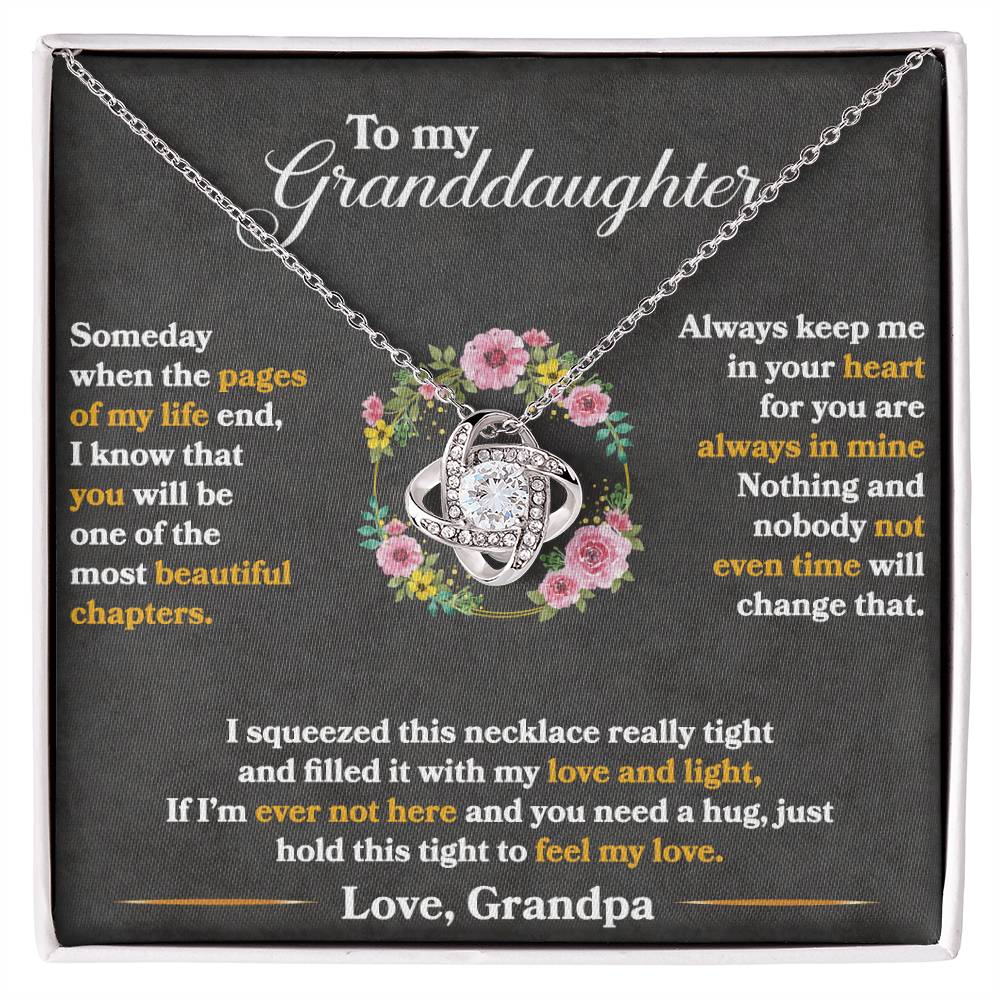 To My Granddaughter, Hold This Tight To Feel My Love Love Knot Necklace