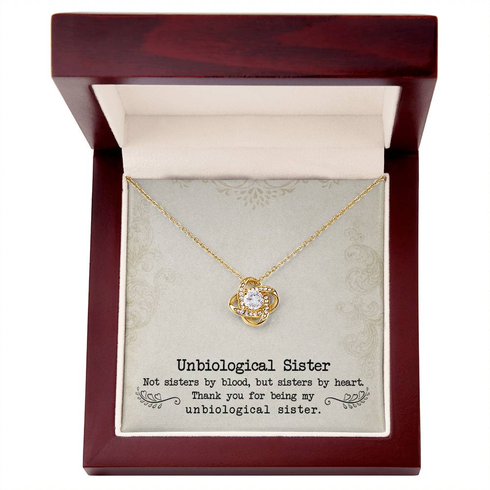 To My Unbiological Sister, Sister By Heart Love Knot Necklace