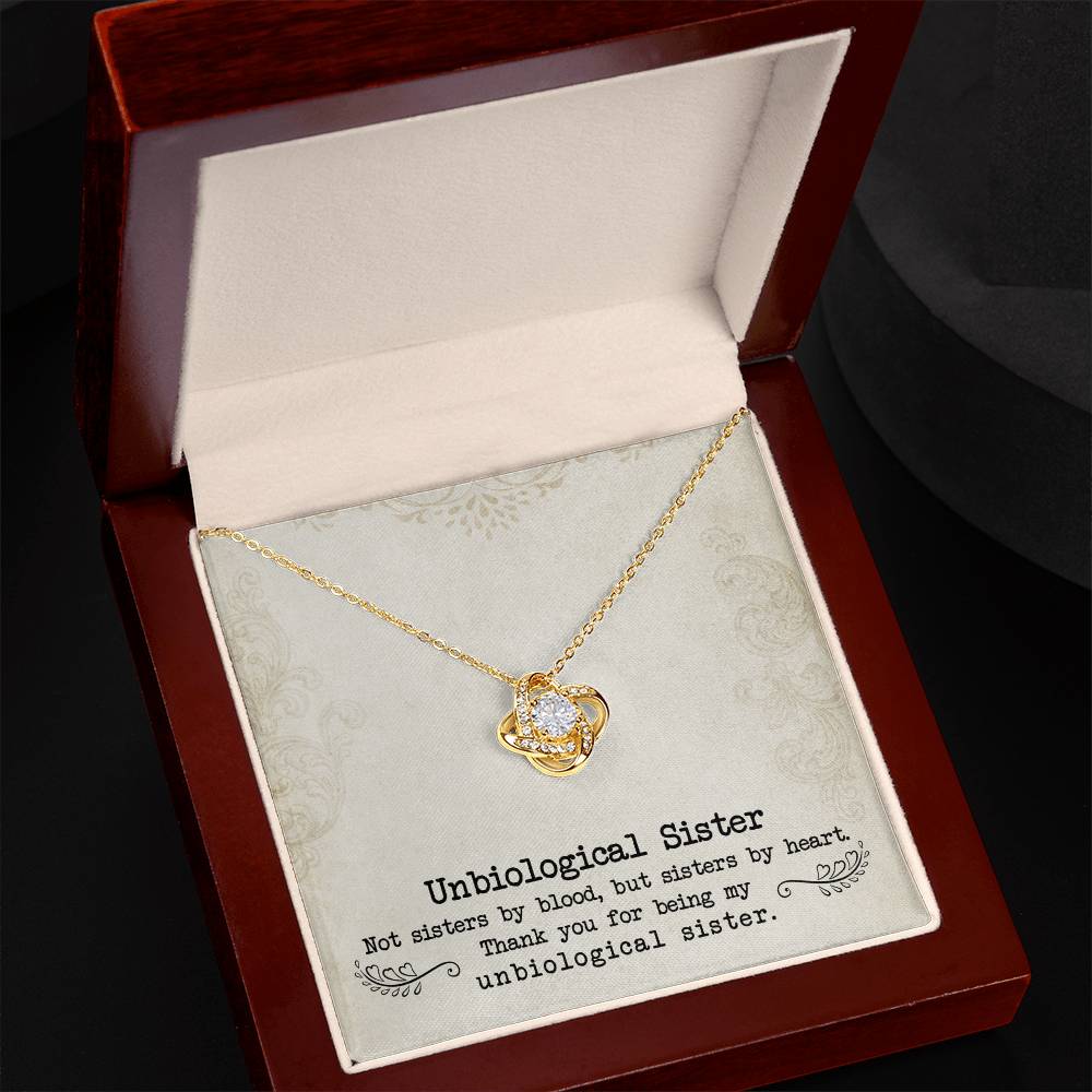 To My Unbiological Sister, Sister By Heart Love Knot Necklace