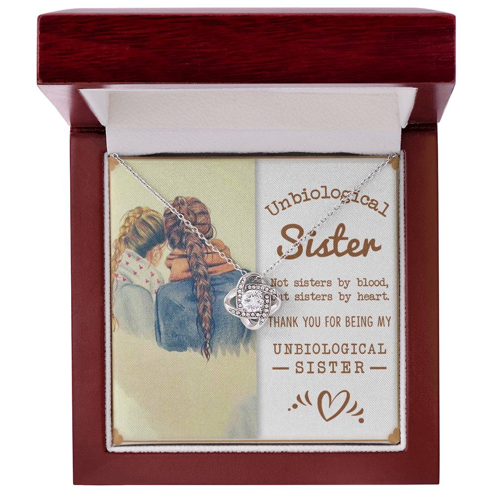 To My Unbiological Sister, Sisters By Heart Love Knot Necklace
