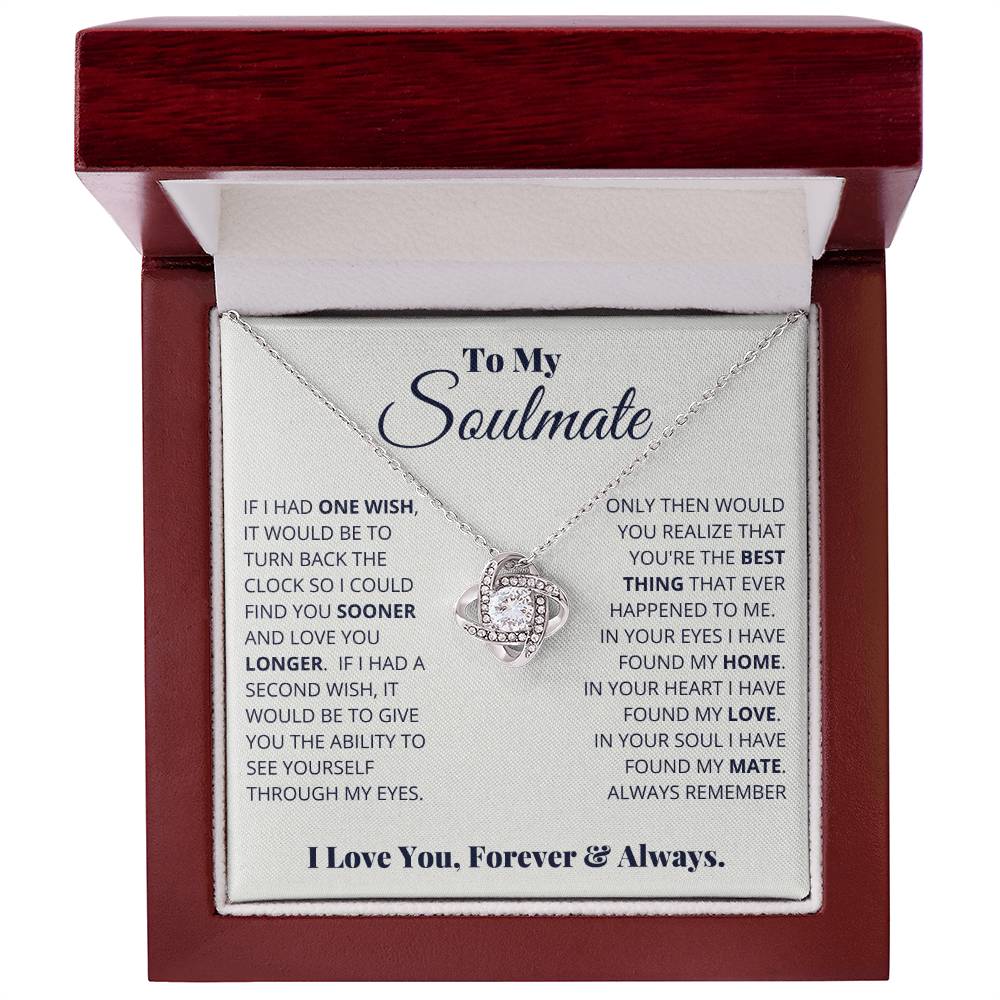 To My Soulmate, I Love You, Forever & Always Love Knot Necklace