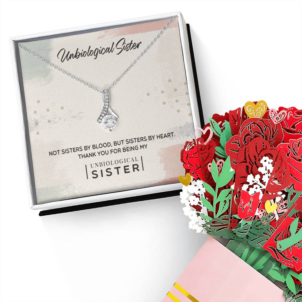 To My Unbiological Sister, Thank You Aluring Beauty Necklace and Sweet Devotion Bouquet