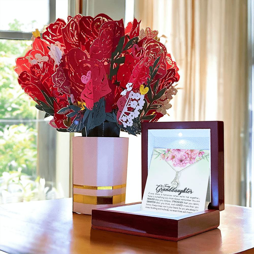 To My Granddaughter, Always Keep Me In Your Heart, Aluring Beauty Necklace and Sweet Devotion Bouquet