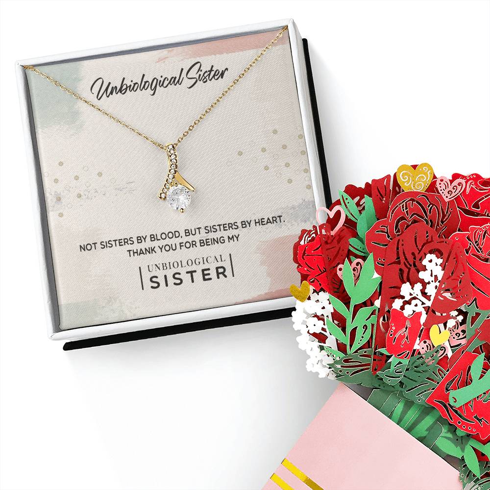To My Unbiological Sister, Thank You Aluring Beauty Necklace and Sweet Devotion Bouquet