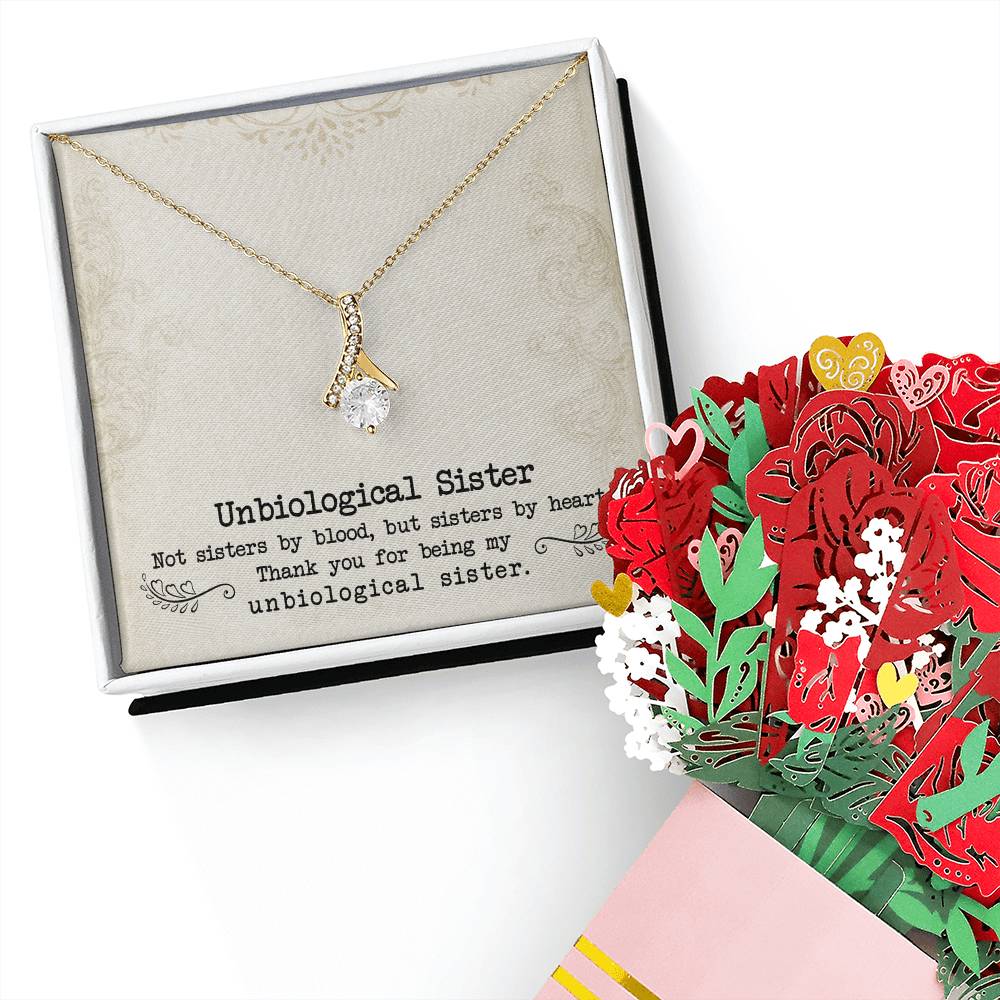 To My Unbiological Sister, Sister By Heart Aluring Beauty Necklace and Sweet Devotion Bouquet