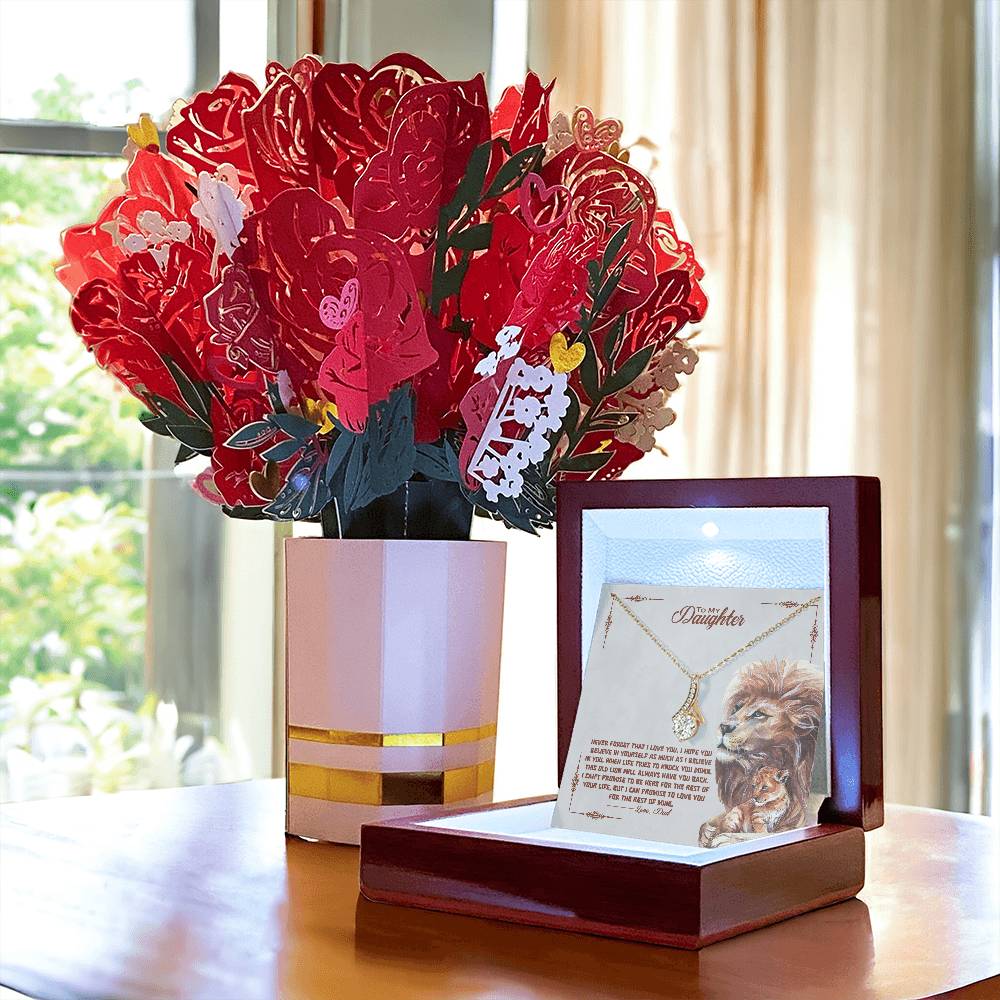 To My Beautiful Daughter, I Promise To Love You For The Rest Of My Life Aluring Beauty Necklace and Sweet Devotion Bouquet
