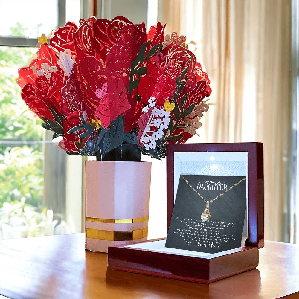 To My Beautiful Daughter, You Are Braver Than You Believe Aluring Beauty Necklace and Sweet Devotion Bouquet