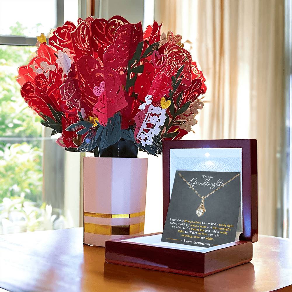 To My Granddaughter, You_ll Feel My Love Within This Aluring Beauty Necklace and Sweet Devotion Bouquet