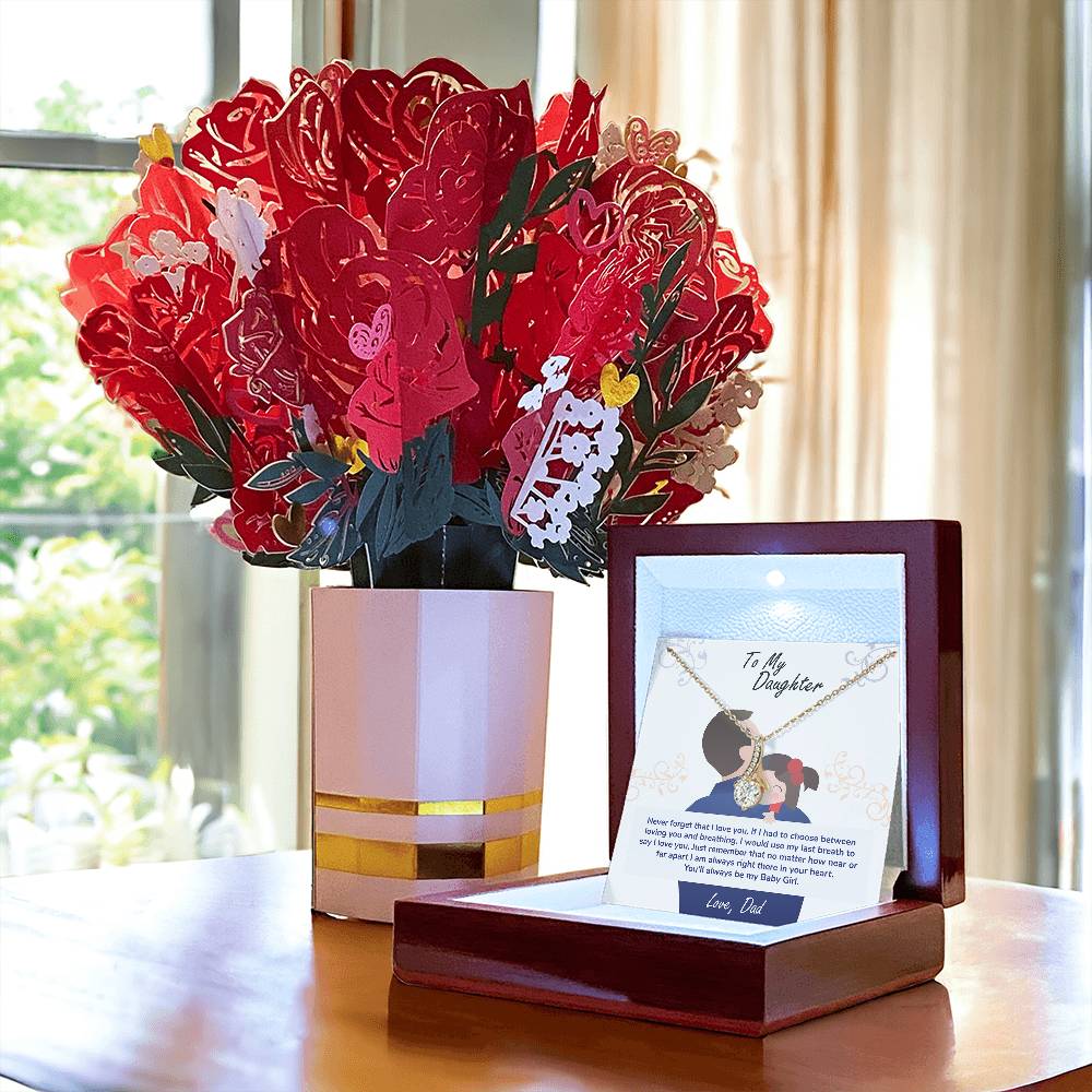 To My Daughter, You_ll Always Be My Baby Girl Aluring Beauty Necklace and Sweet Devotion Bouquet