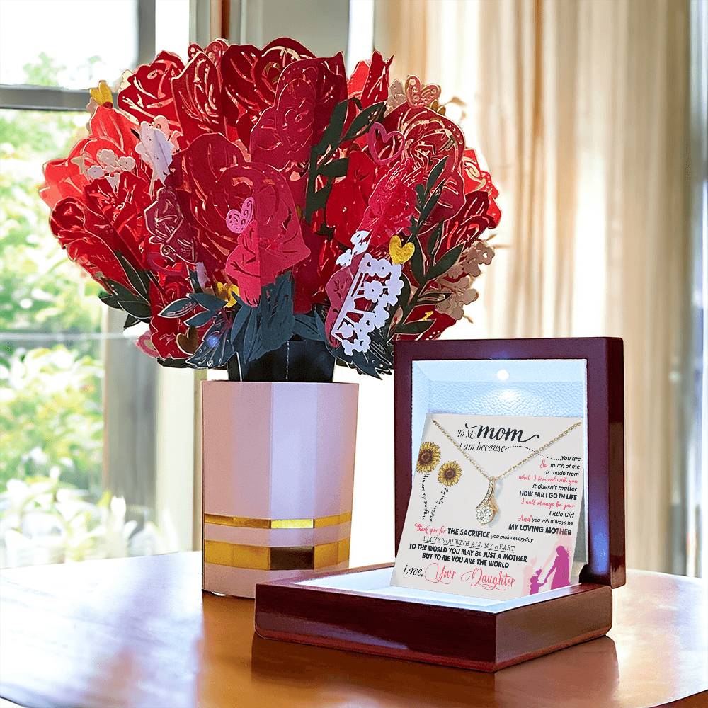 To My Mom, Thank You For Everything Aluring Beauty Necklace and Sweet Devotion Bouquet