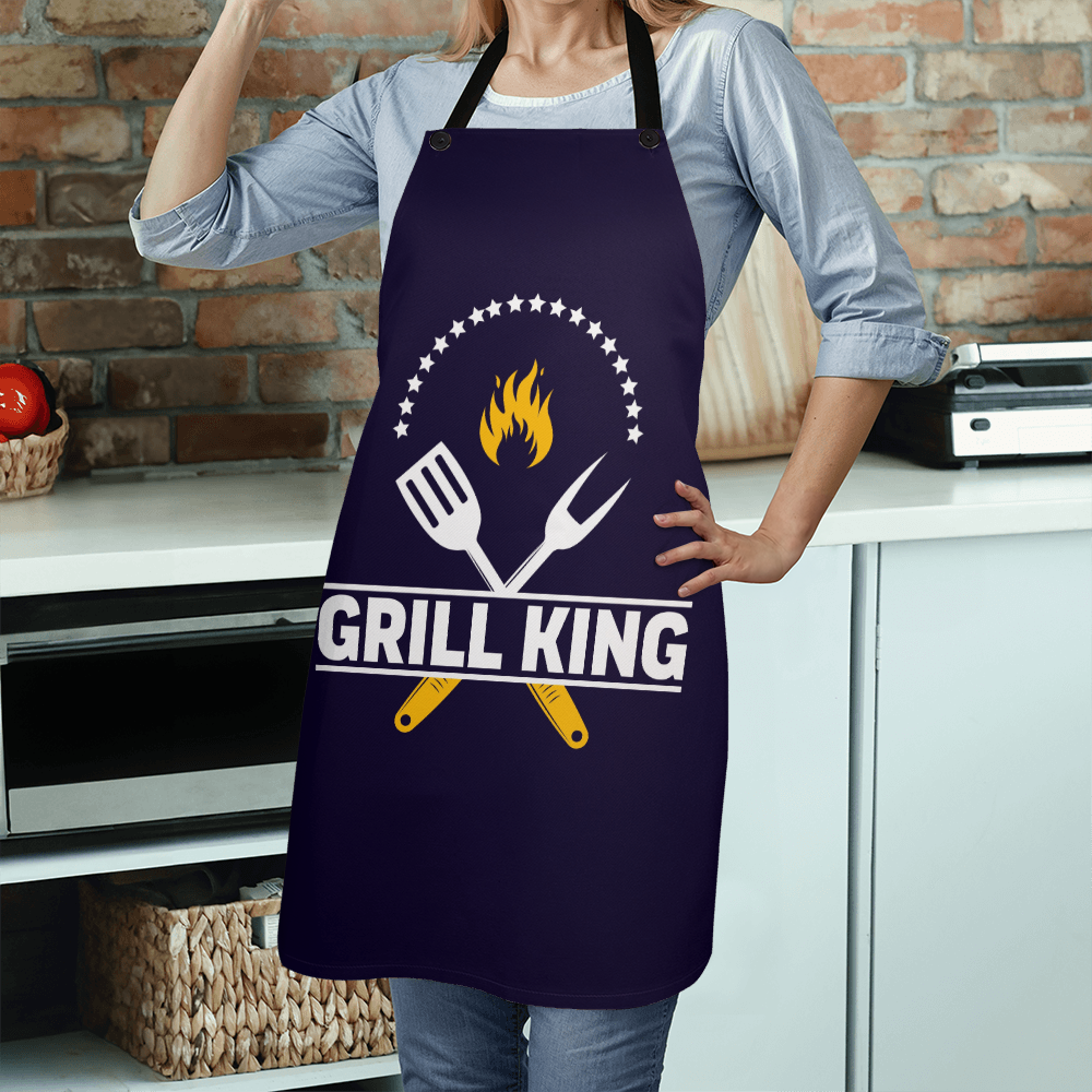 Grill King Apron | Personalized Cooking Gear for BBQ Lovers, Gift for Father's Day, Cookouts, and Kitchen Fun