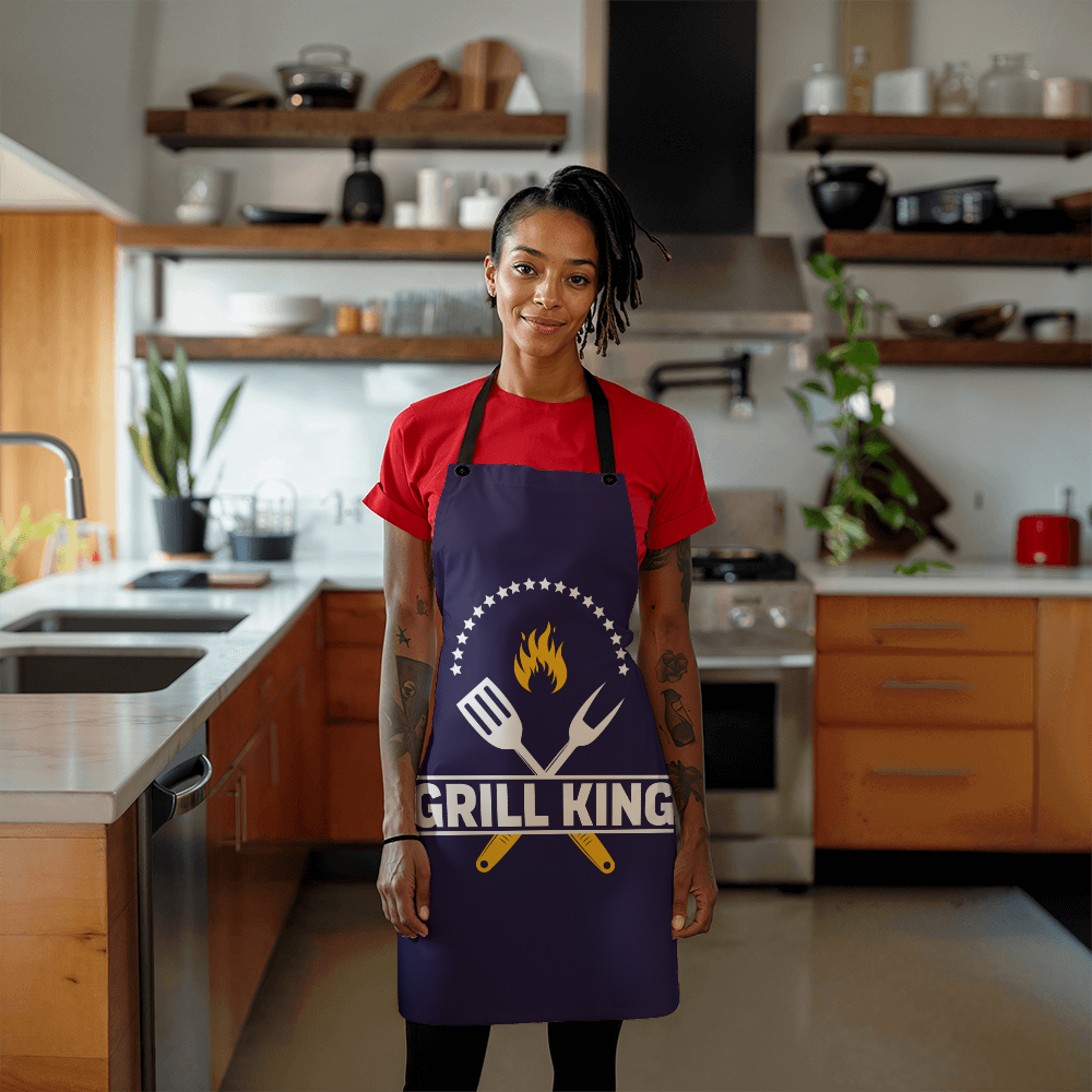 Grill King Apron | Personalized Cooking Gear for BBQ Lovers, Gift for Father's Day, Cookouts, and Kitchen Fun