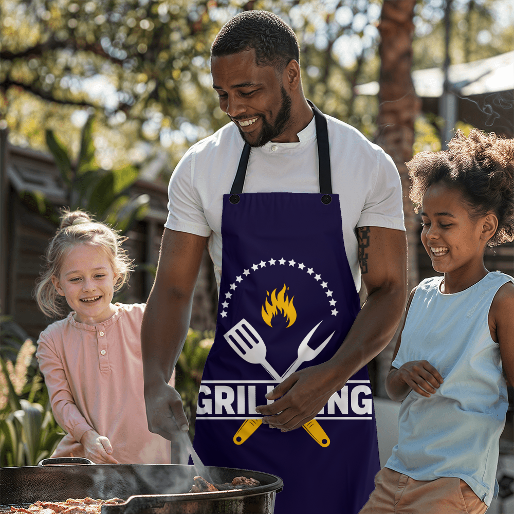 Grill King Apron | Personalized Cooking Gear for BBQ Lovers, Gift for Father's Day, Cookouts, and Kitchen Fun