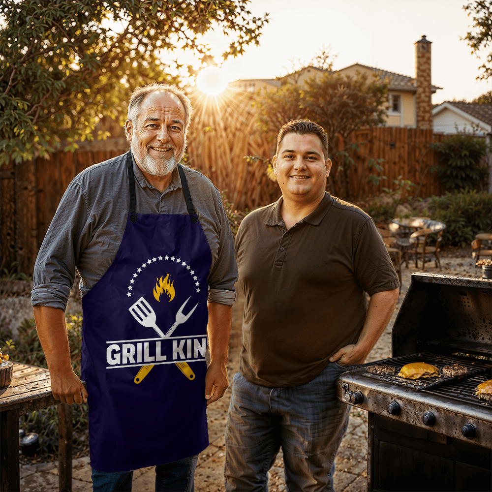Grill King Apron | Personalized Cooking Gear for BBQ Lovers, Gift for Father's Day, Cookouts, and Kitchen Fun
