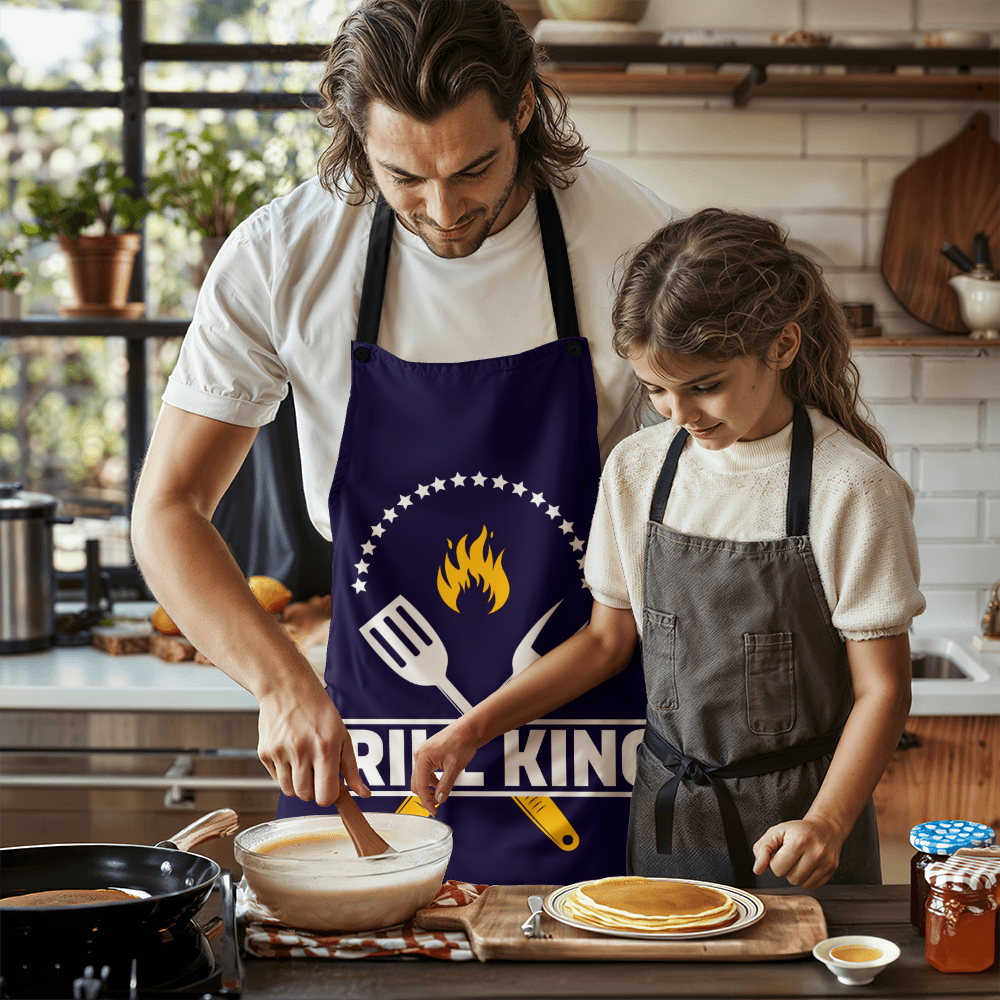 Grill King Apron | Personalized Cooking Gear for BBQ Lovers, Gift for Father's Day, Cookouts, and Kitchen Fun
