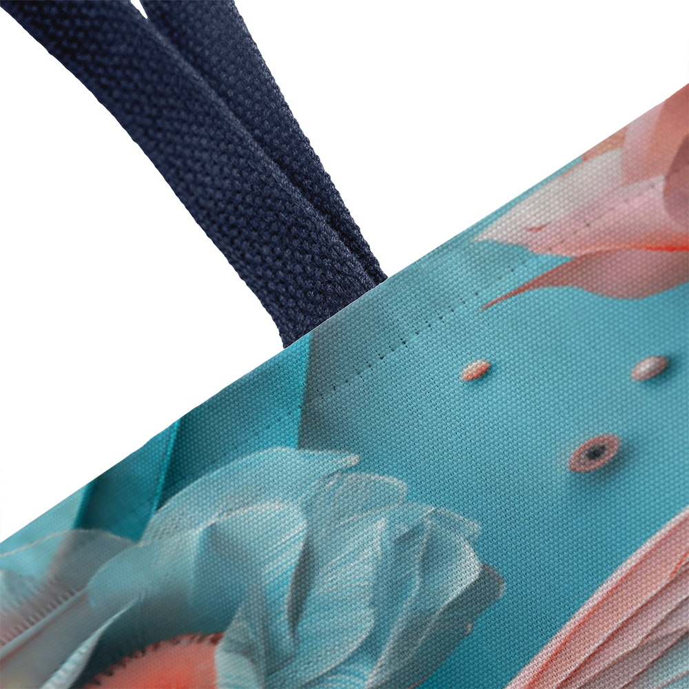 Turquoise Elegance: Dragonfly and Flowers Tote Bag