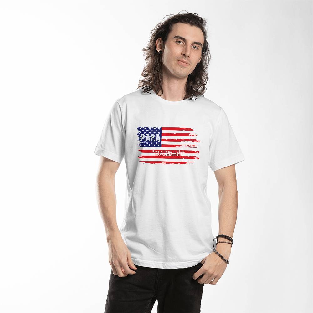 Patriotic Papa T-Shirt, Unisex Gift for Father's Day, Casual Wear, Independence Day Apparel, Comfortable Tee