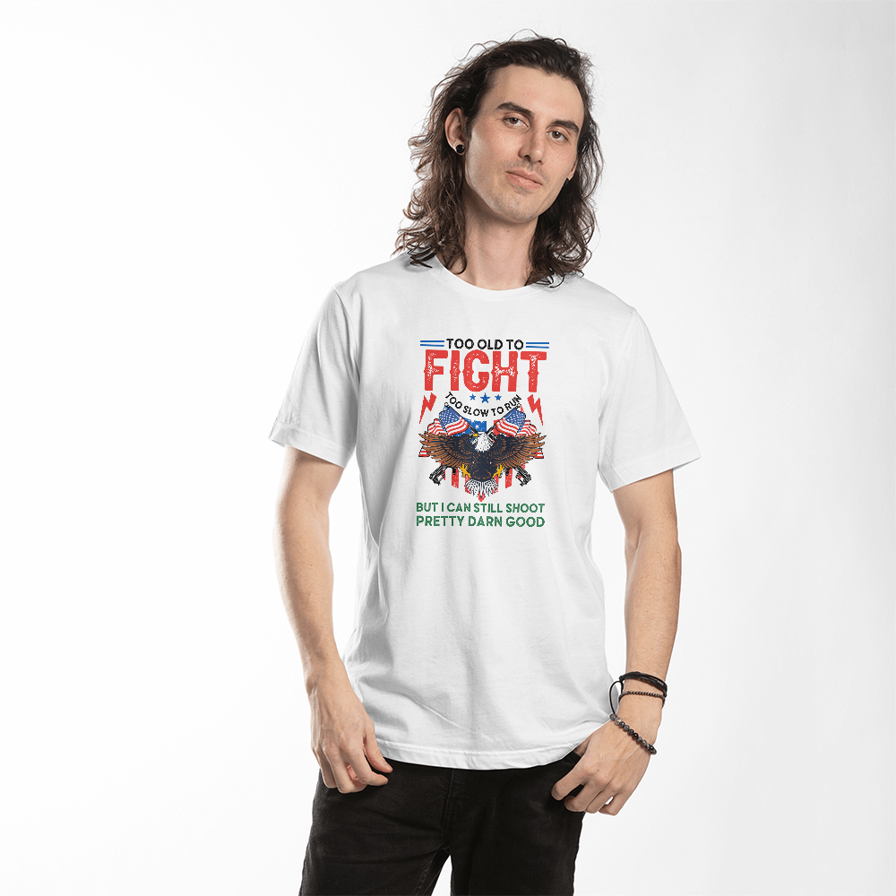 Too Old to Fight Unisex Garment-Dyed T-Shirt, Patriotic Tee, Funny Veteran Gift, Americana Apparel, Perfect for Independence Day