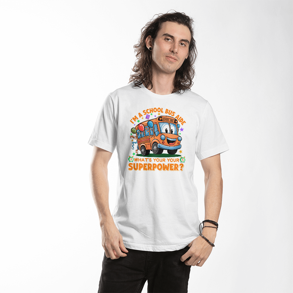 School Bus Aide T-Shirt, Fun School Driver Tee, Cute Kids Apparel, Superpower Theme Shirt, Gift for School Staff, Education Merchandise