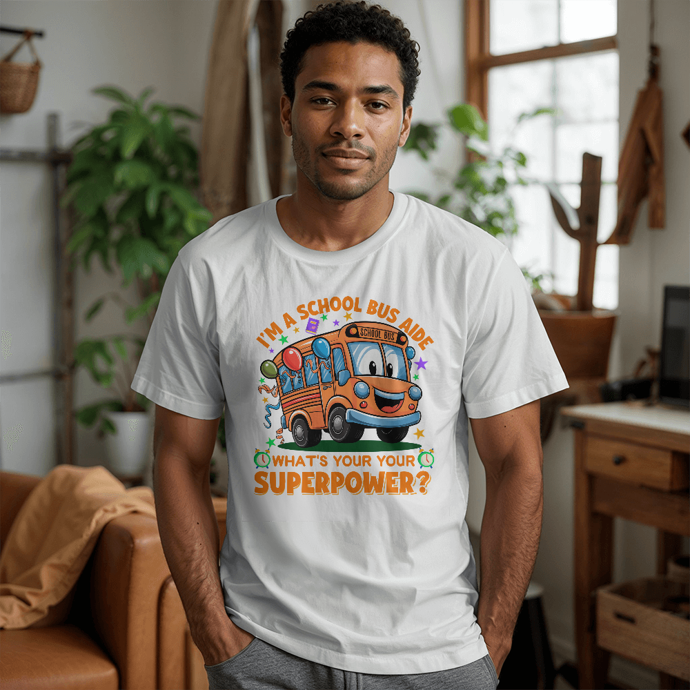 School Bus Aide T-Shirt, Fun School Driver Tee, Cute Kids Apparel, Superpower Theme Shirt, Gift for School Staff, Education Merchandise