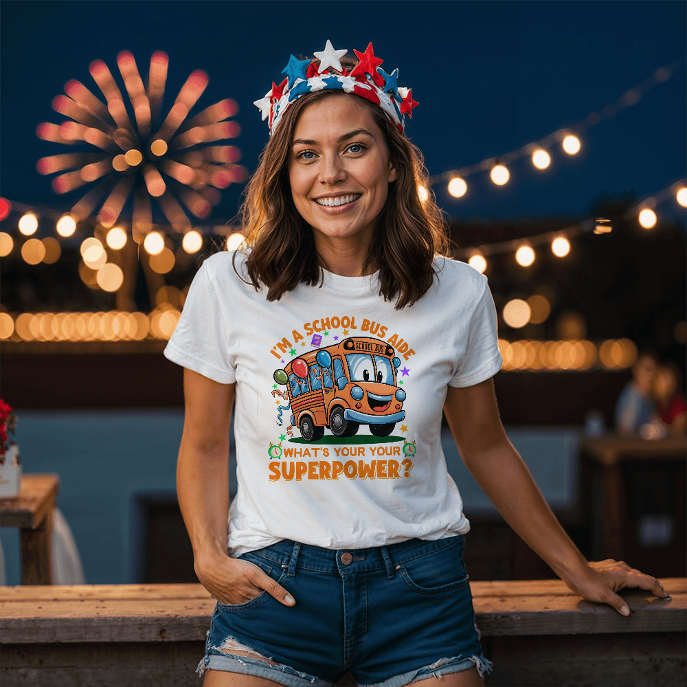 School Bus Aide T-Shirt, Fun School Driver Tee, Cute Kids Apparel, Superpower Theme Shirt, Gift for School Staff, Education Merchandise