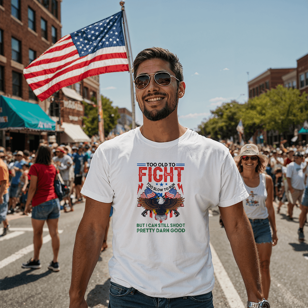 Too Old to Fight Unisex Garment-Dyed T-Shirt, Patriotic Tee, Funny Veteran Gift, Americana Apparel, Perfect for Independence Day