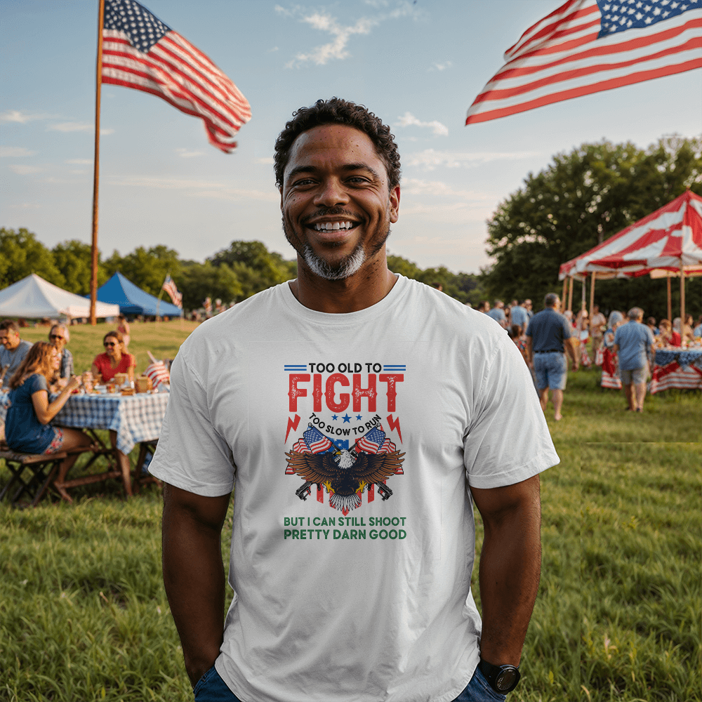 Too Old to Fight Unisex Garment-Dyed T-Shirt, Patriotic Tee, Funny Veteran Gift, Americana Apparel, Perfect for Independence Day