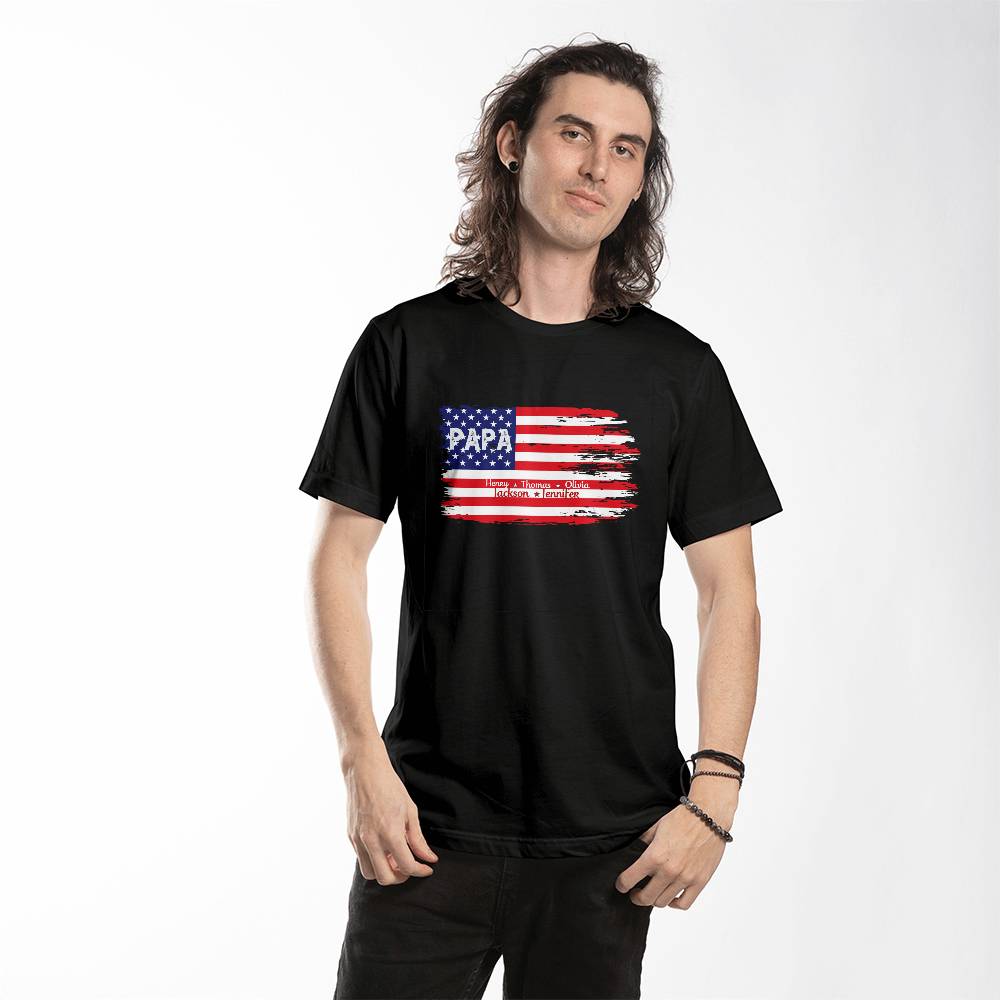 Patriotic Papa T-Shirt, Unisex Gift for Father's Day, Casual Wear, Independence Day Apparel, Comfortable Tee