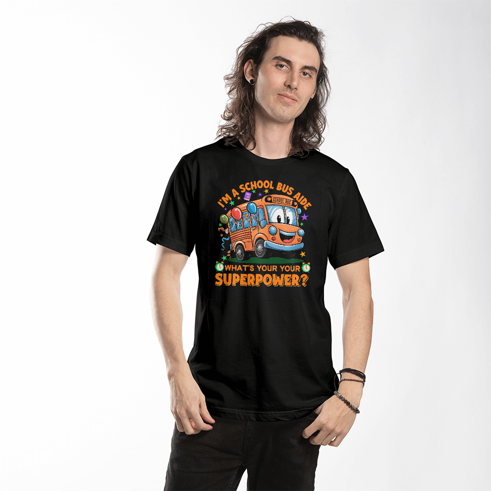 School Bus Aide T-Shirt, Fun School Driver Tee, Cute Kids Apparel, Superpower Theme Shirt, Gift for School Staff, Education Merchandise