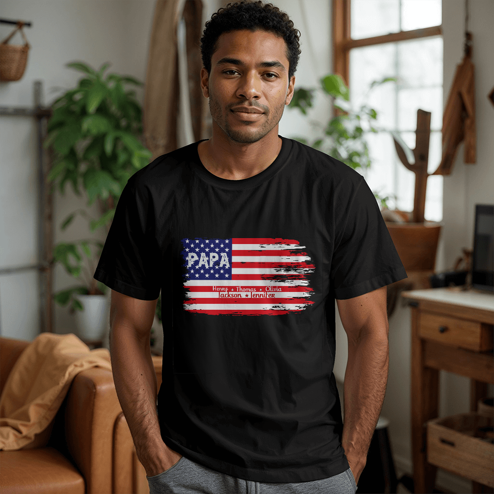 Patriotic Papa T-Shirt, Unisex Gift for Father's Day, Casual Wear, Independence Day Apparel, Comfortable Tee