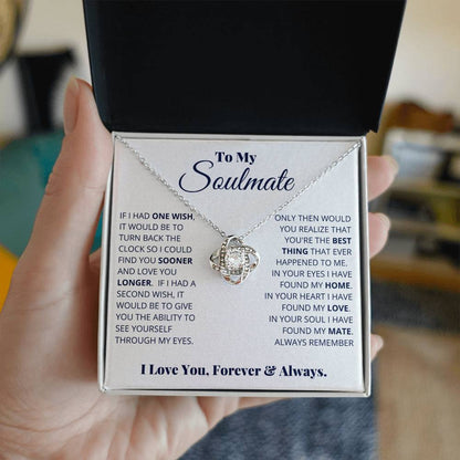 To My Soulmate, I Love You, Forever & Always Love Knot Necklace
