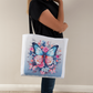 Bloom & Flutter: Butterfly and Flowers Tote Bag