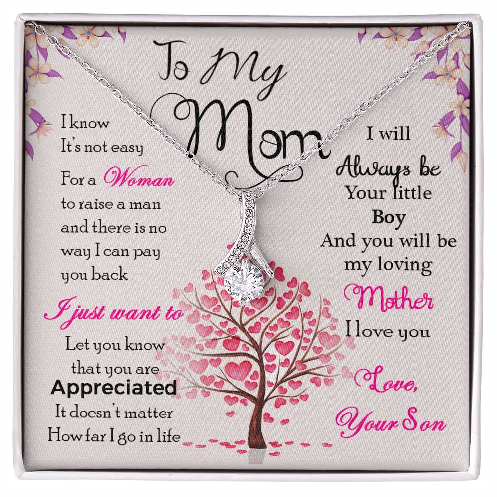 To My Mom, I Know Its Not Easy Aluring Beauty Necklace and  Sweet Devotion Bouquet