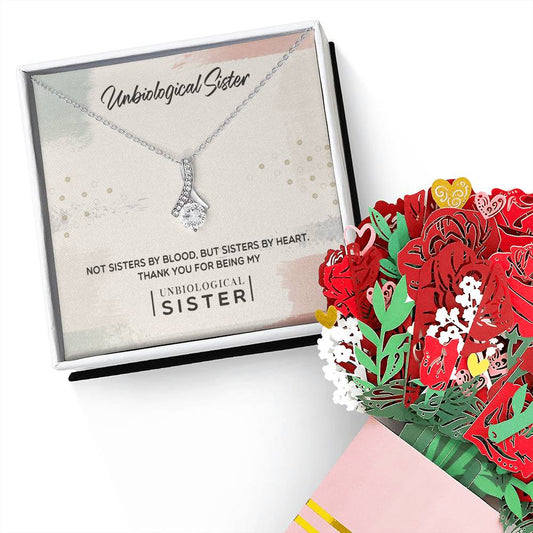 To My Unbiological Sister, Thank You Aluring Beauty Necklace and  Sweet Devotion Bouquet