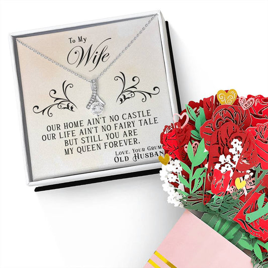 To My Wife, You Are My Queen Forever Aluring Beauty Necklace and  Sweet Devotion Bouquet
