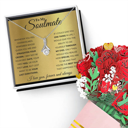To My Soulmate, You_re The BEst Thing That Happened To Me Aluring Beauty Necklace and  Sweet Devotion Bouquet