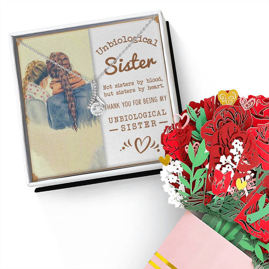 To My Unbiological Sister, Sisters By Heart Aluring Beauty Necklace and  Sweet Devotion Bouquet