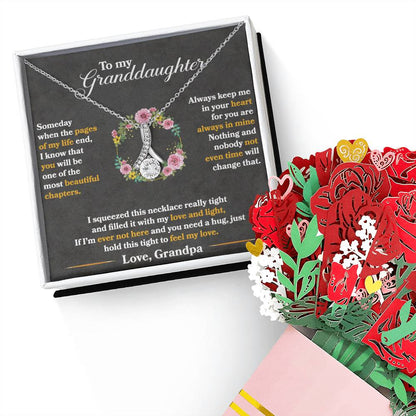 To My Granddaughter, Hold This Tight To Feel My Love Aluring Beauty Necklace and  Sweet Devotion Bouquet