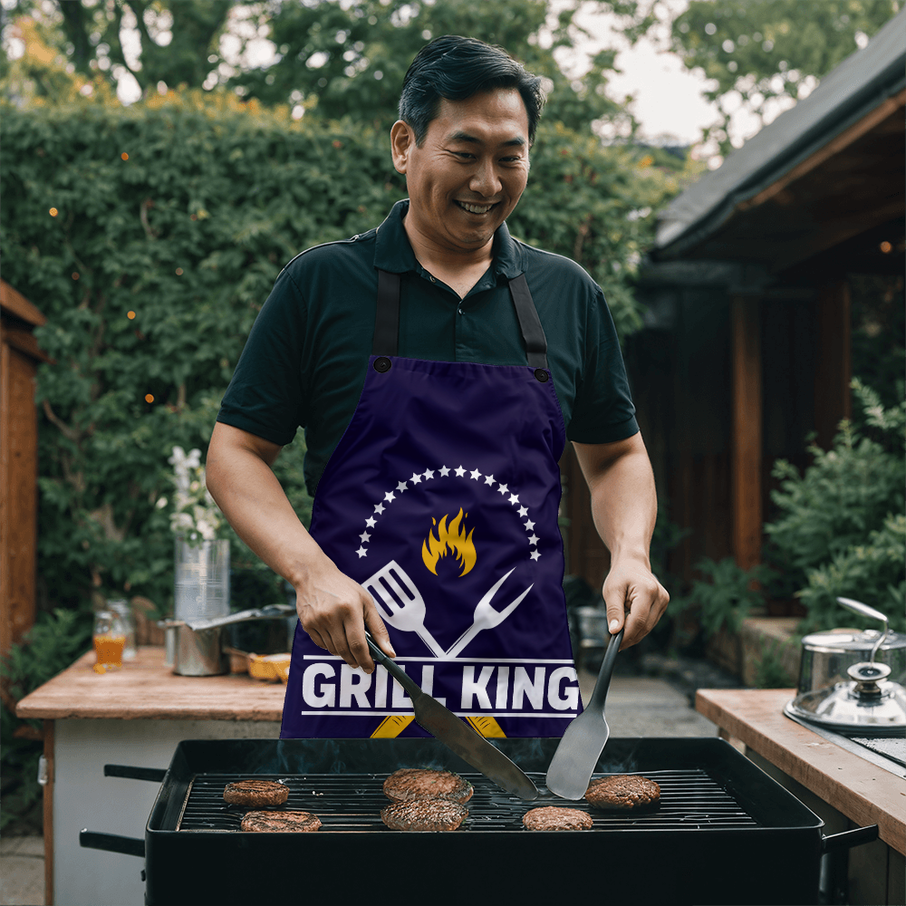 Grill King Apron | Personalized Cooking Gear for BBQ Lovers, Gift for Father's Day, Cookouts, and Kitchen Fun