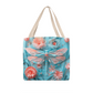 Turquoise Elegance: Dragonfly and Flowers Tote Bag