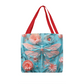 Turquoise Elegance: Dragonfly and Flowers Tote Bag