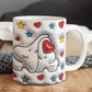 Cute Elephant Family Mug - Heart & Star Design, Gift for Mom & Dad, Personalized Gift, Cozy Home, Birthday, Love Fathers Day Gift 11 and 15 OZ